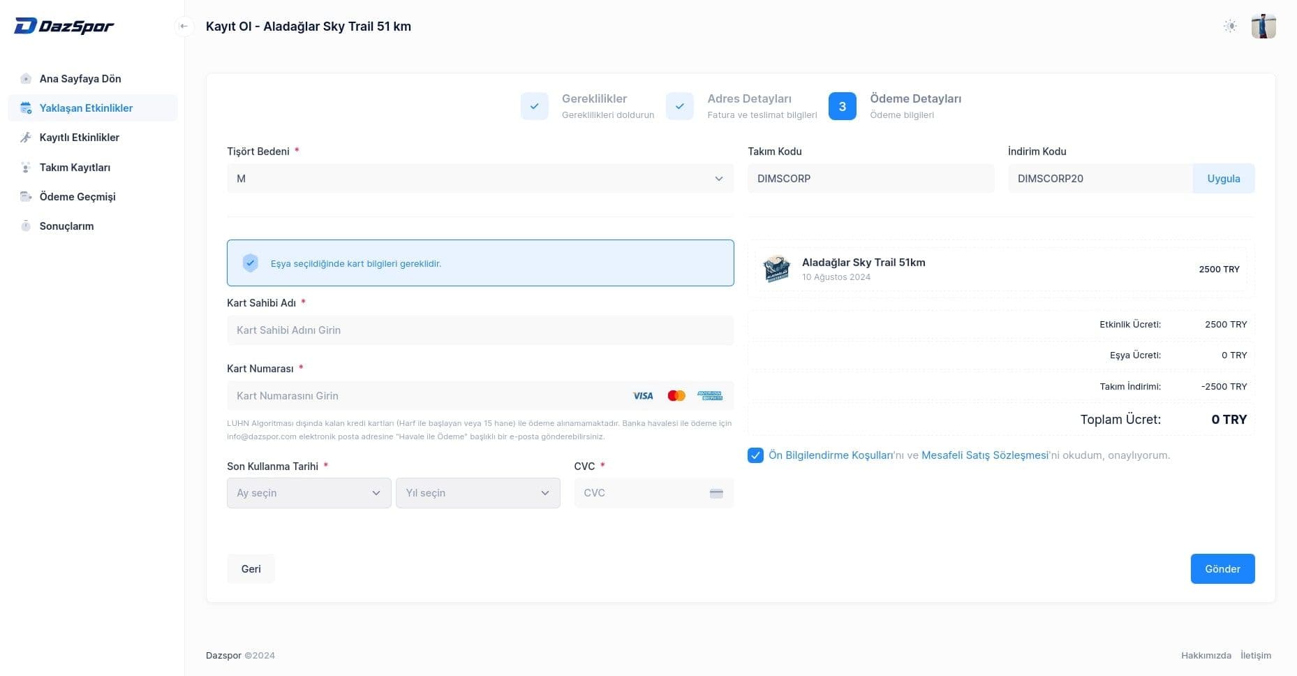 Dazspor Etkinlik Yönetim Sistemi