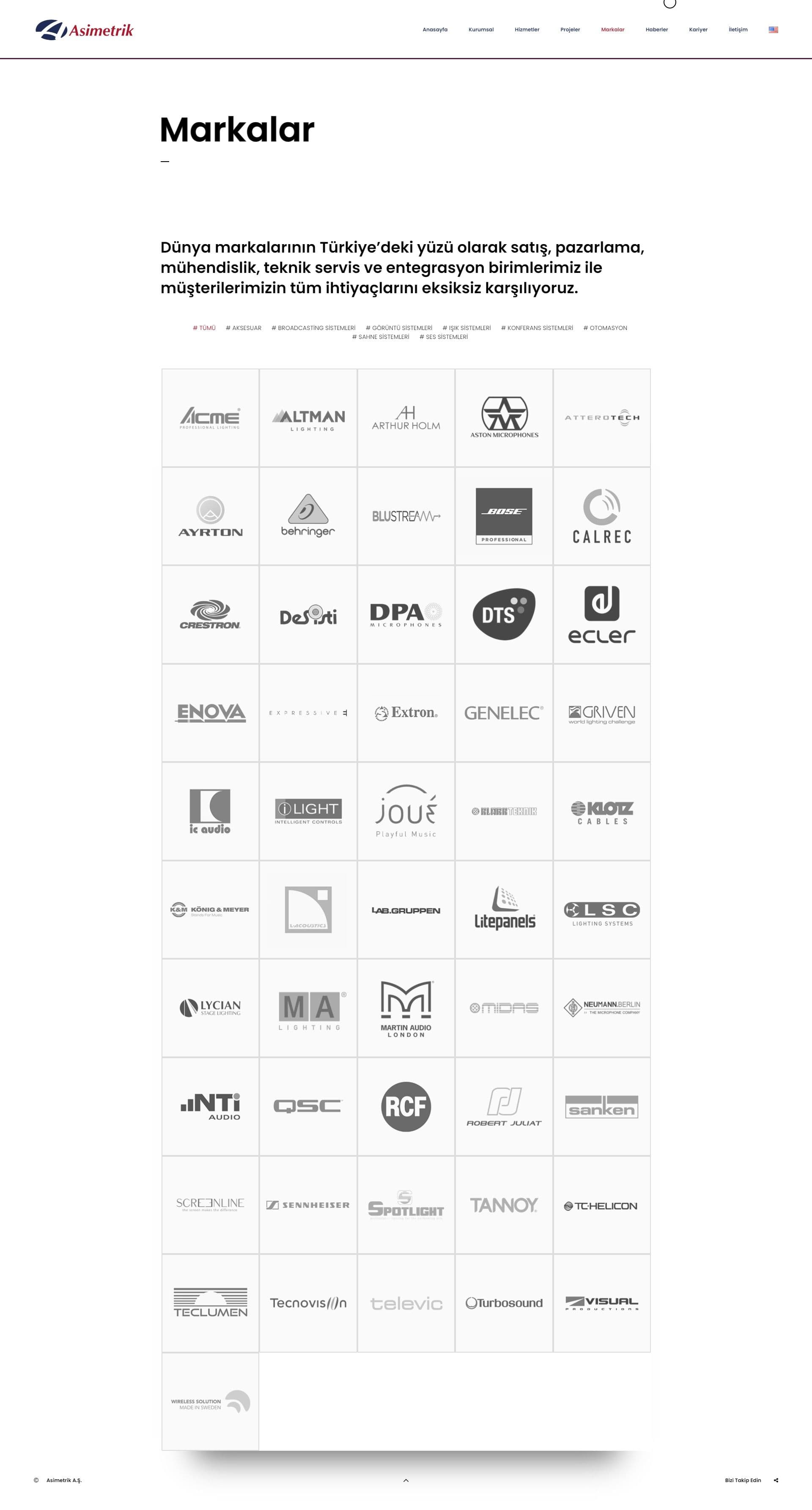 Asimetrik Ses, Işık ve Görüntü Sistemleri Web Sitesi