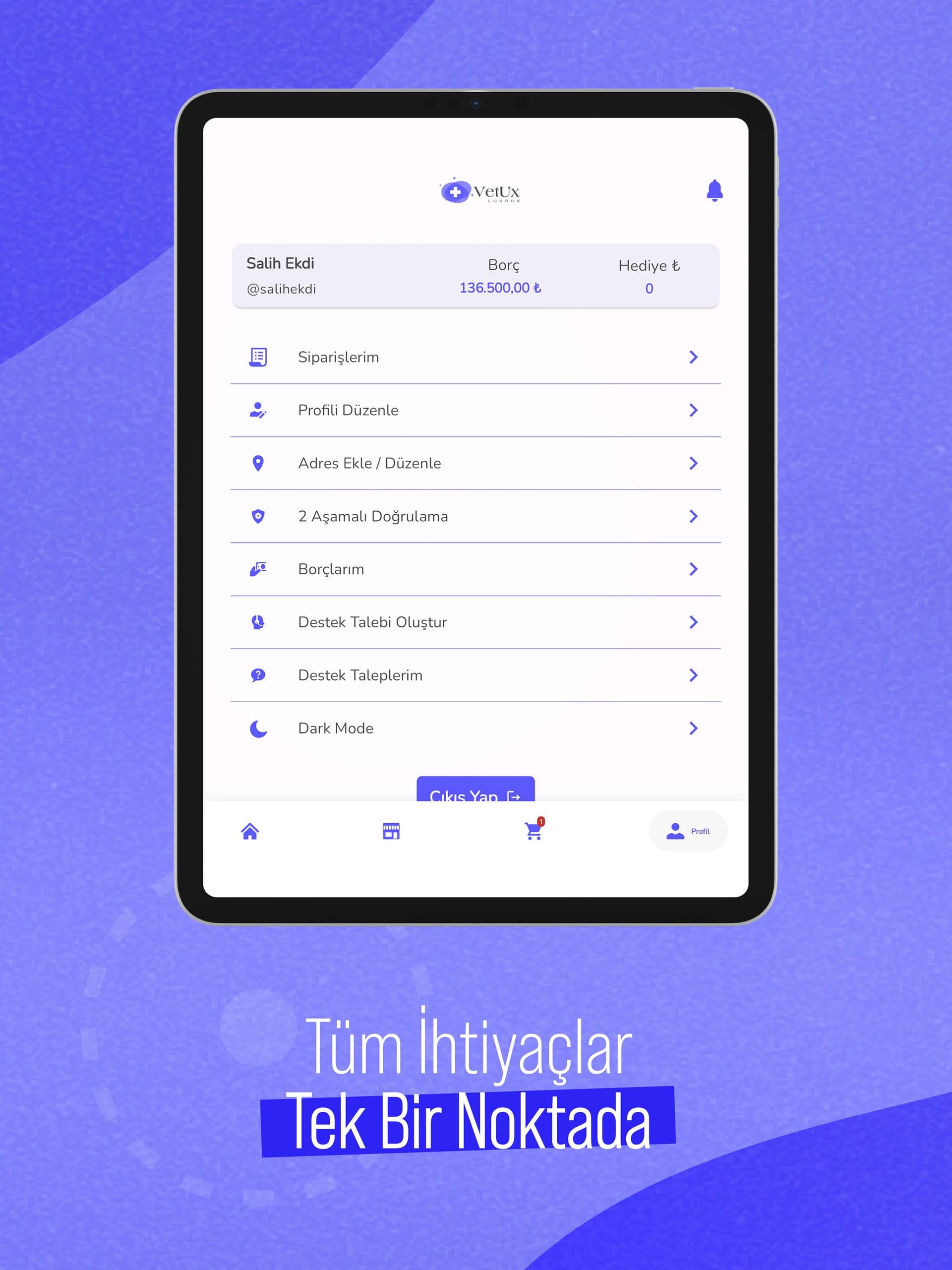 Vet-Ux E-Ticaret Mobil Uygulaması