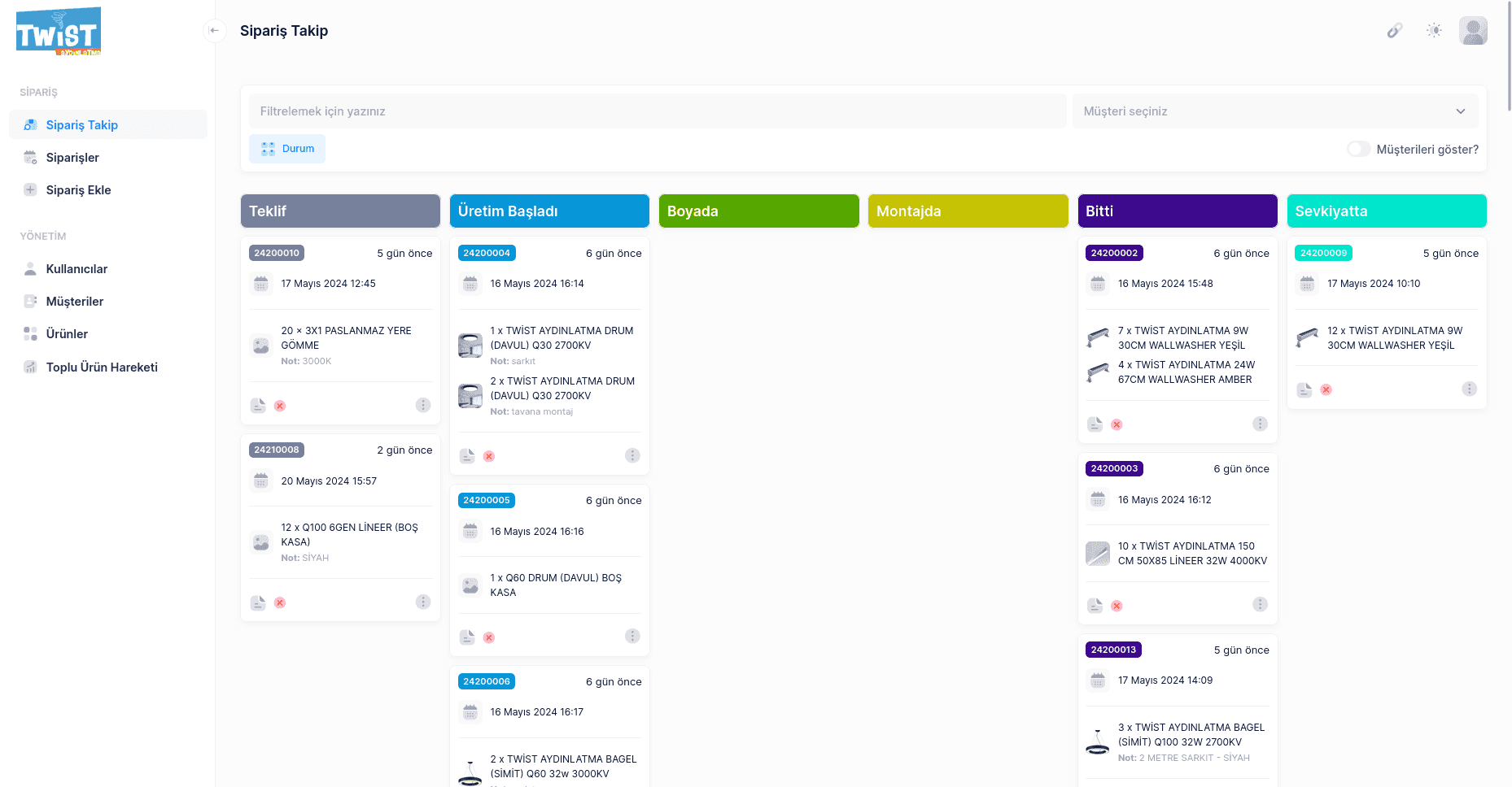 Twist Sipariş Takip / Sipariş Takip