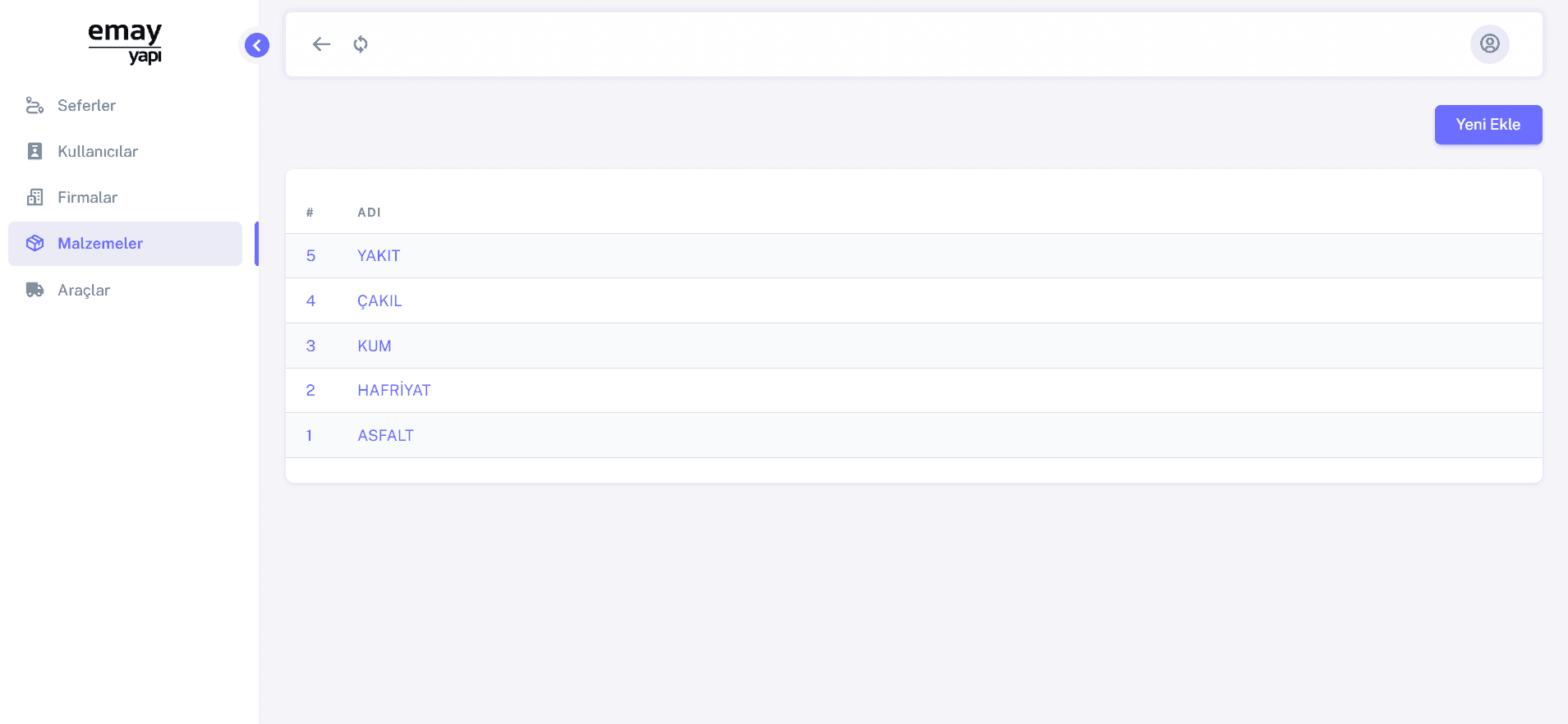 Emay Yapı Lojistik Araç Takip Uygulaması
