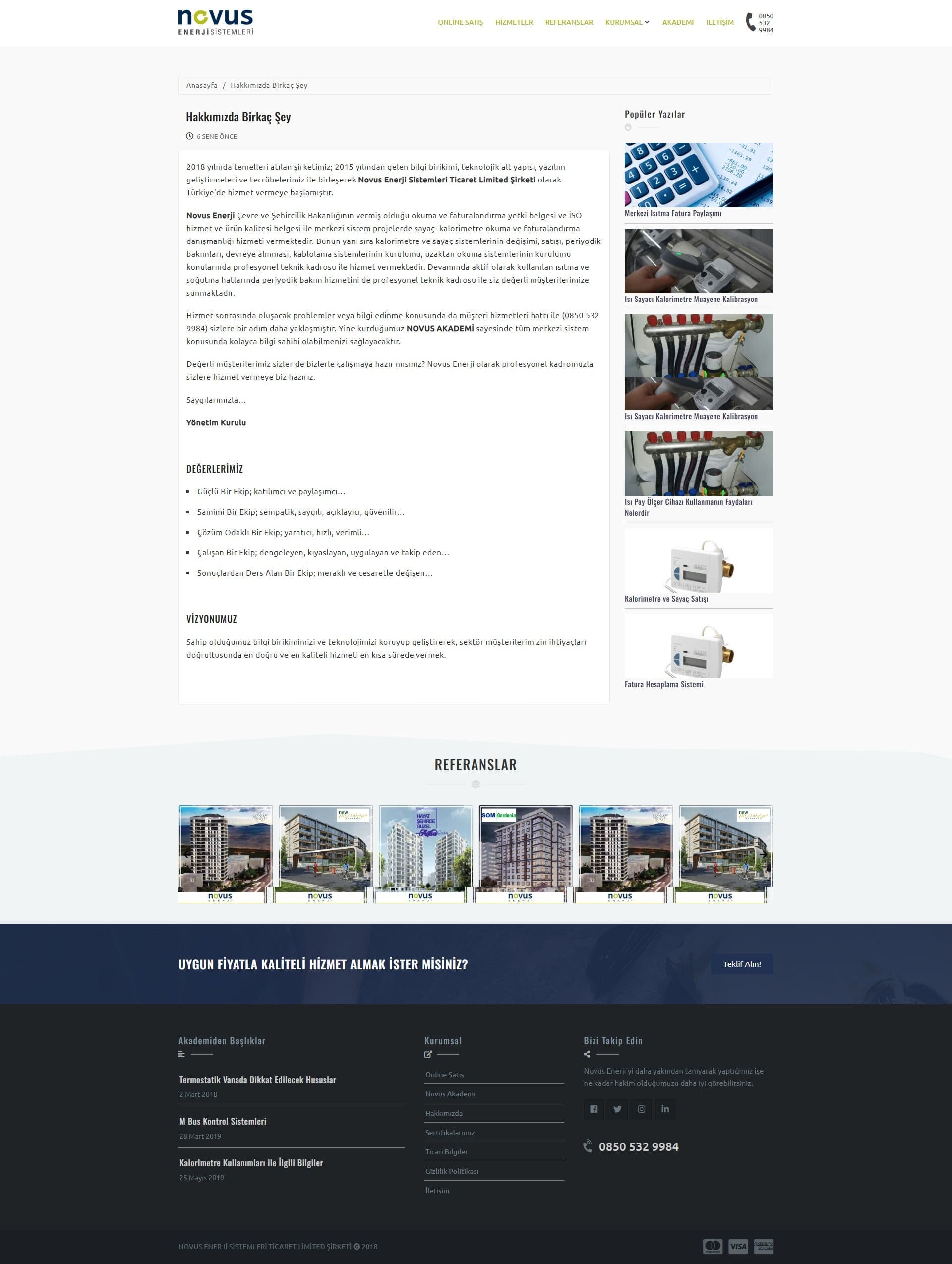 Novus Enerji Sistemleri Web Sitesi