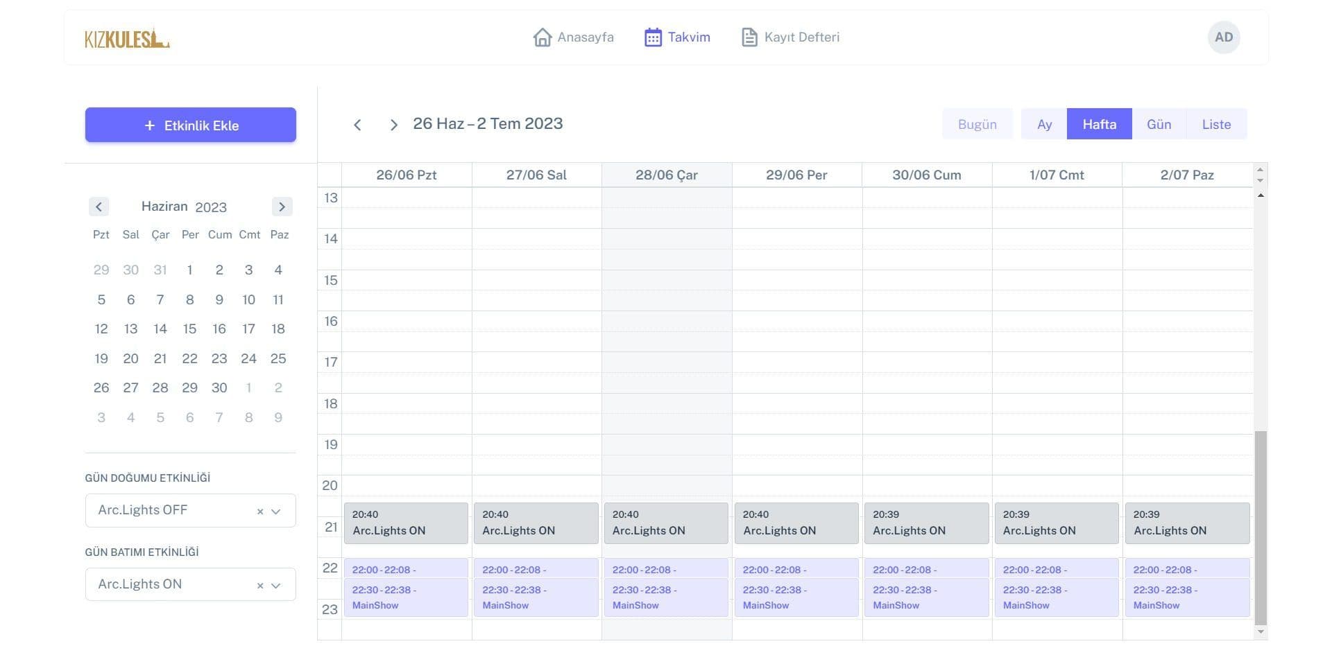 Kız Kulesi Sistemi / Planlama Sayfası